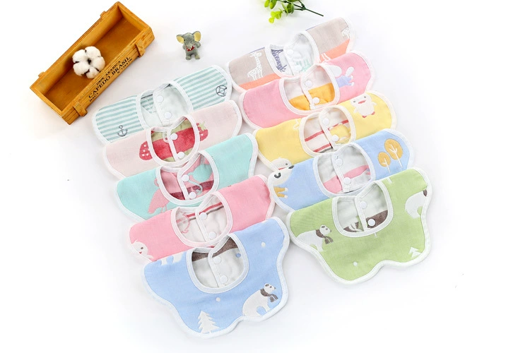 Baby Saliva Towel Pure Cotton Six Layers Of Gauze 360 Petals Baby Bib Baby Bib Wholesale Plum Flower Manufacturers Item Picture