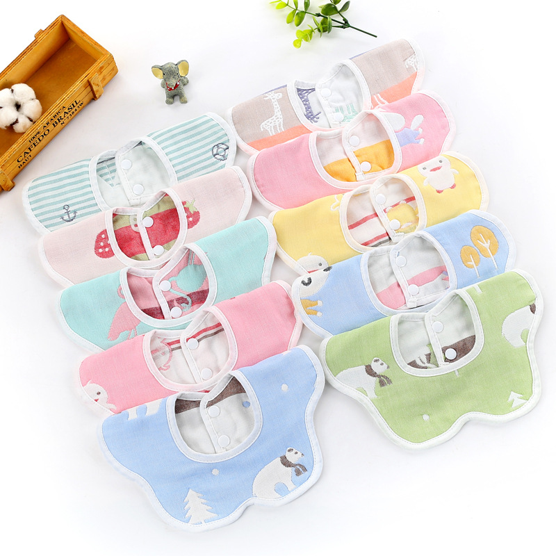 Baby Saliva Towel Pure Cotton Six Layers Of Gauze 360 Petals Baby Bib Baby Bib Wholesale Plum Flower Manufacturers