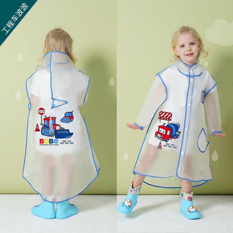 Children's Raincoat Boys Children Full Body Girls 2021 Baby Kindergarten Transparent Primary School One-Piece Poncho Specification drawing