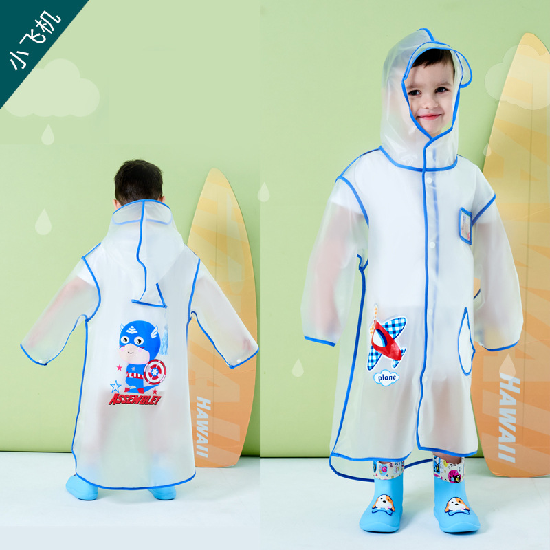 Children's Raincoat Boys Children Full Body Girls 2021 Baby Kindergarten Transparent Primary School One-Piece Poncho details Picture