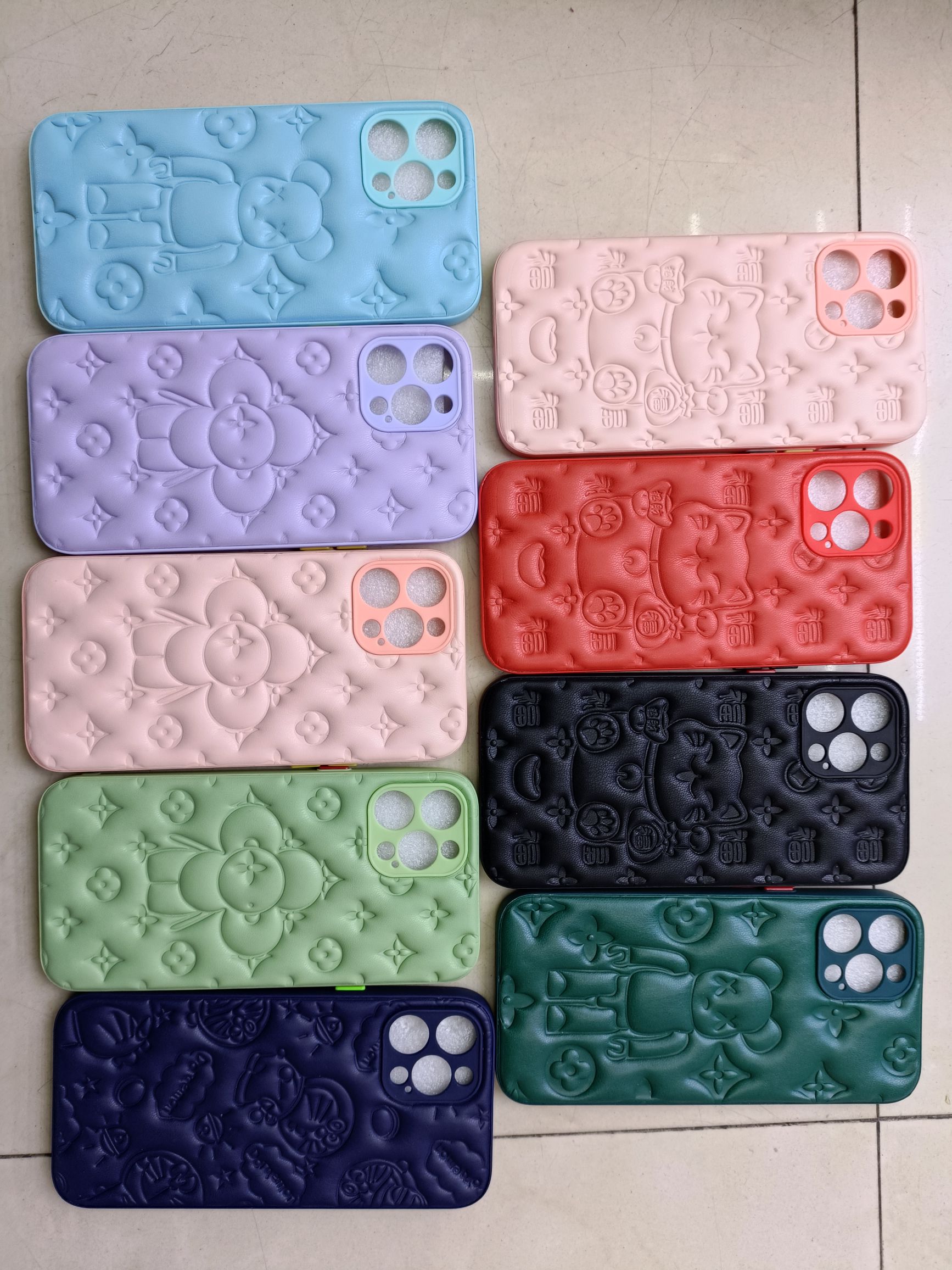 3D leather color button two-in-one phone case