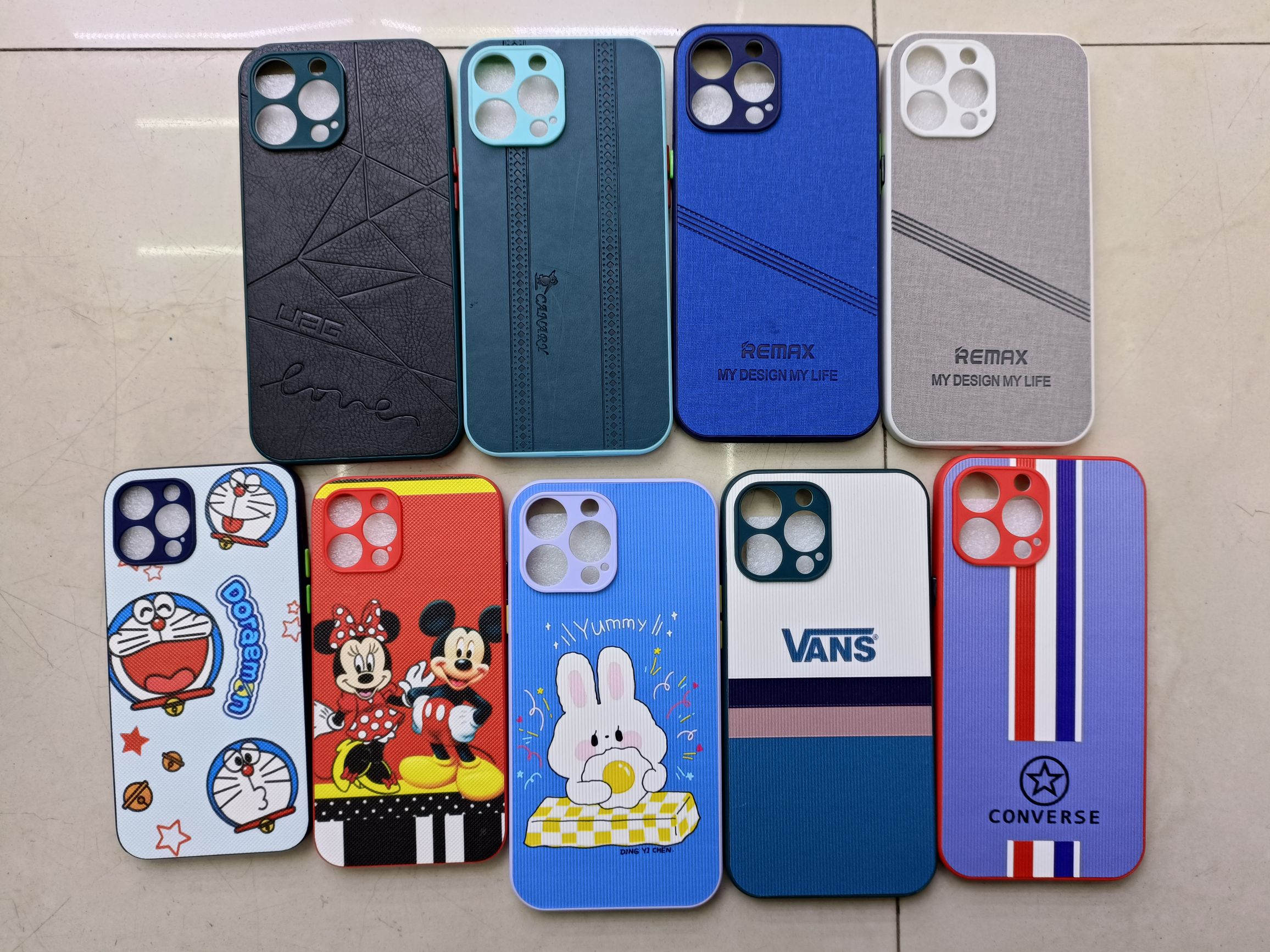Leather contrast color button two-in-one phone case