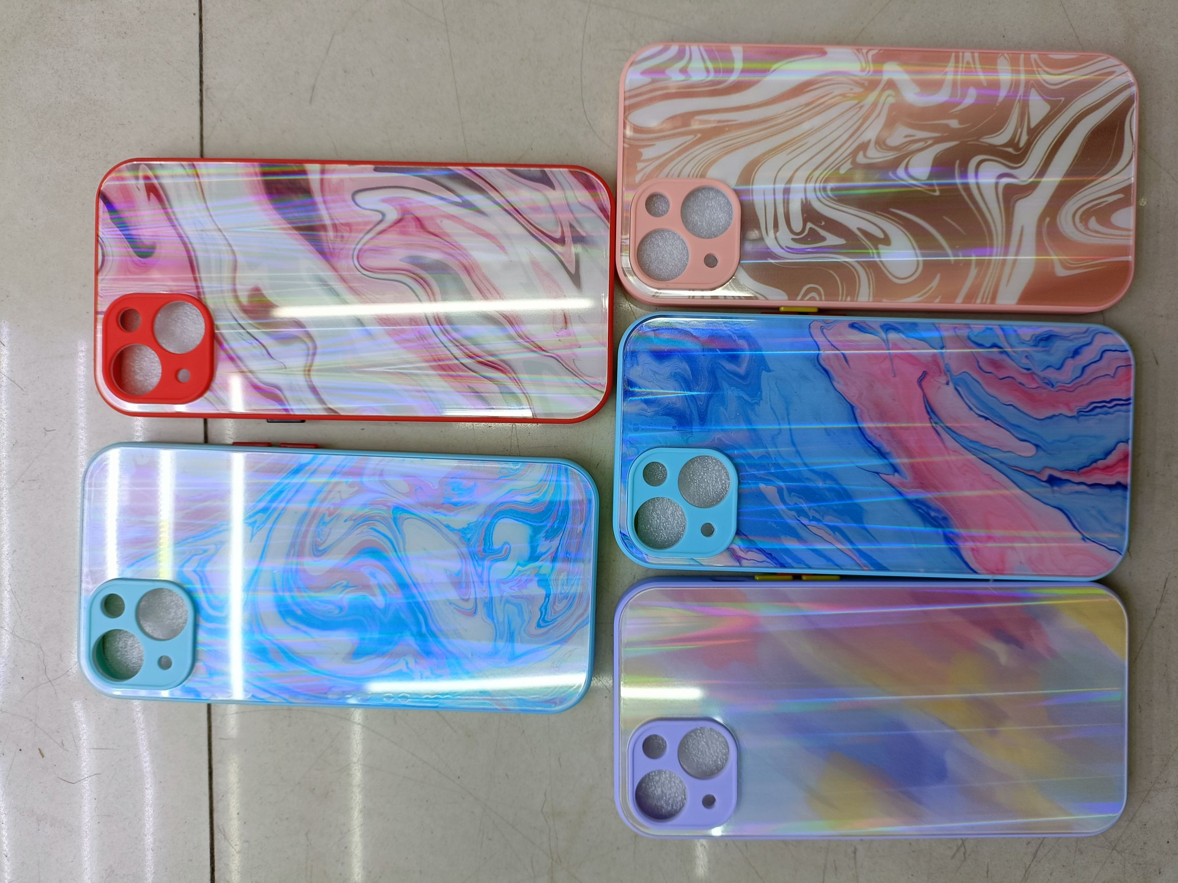Laser glass color buttons glass case mobile phone case protective case