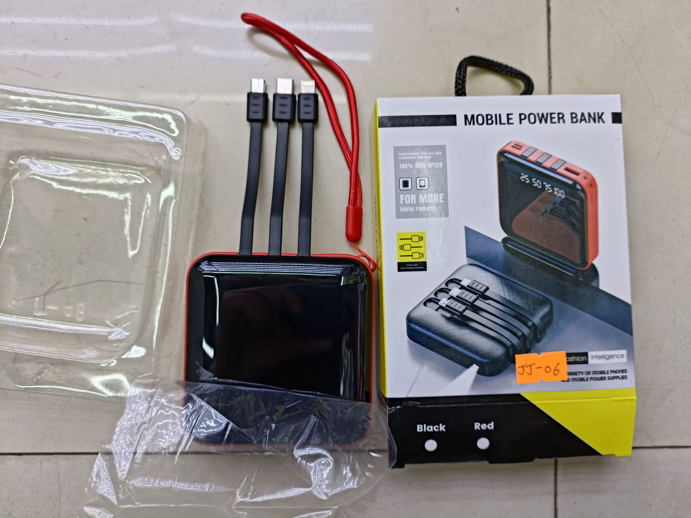 Digital display mirror square lanyard three wire with light 10000 mah charging bank mobile power supply full figure