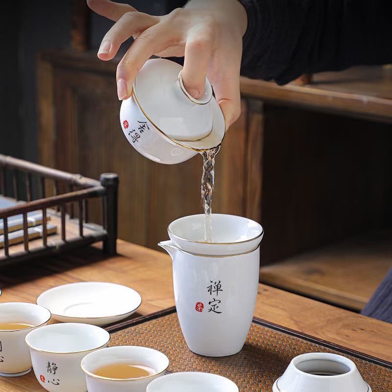 Goat Fat Jade Zen Tea 10-Piece Tea Set Item Picture