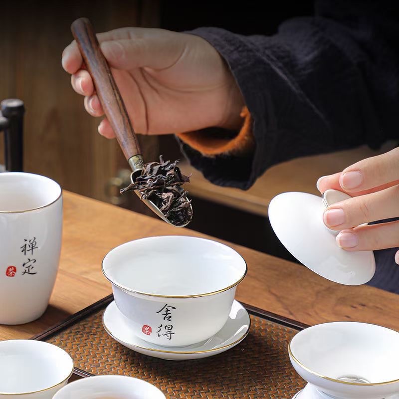Goat Fat Jade Zen Tea 10-Piece Tea Set details Picture
