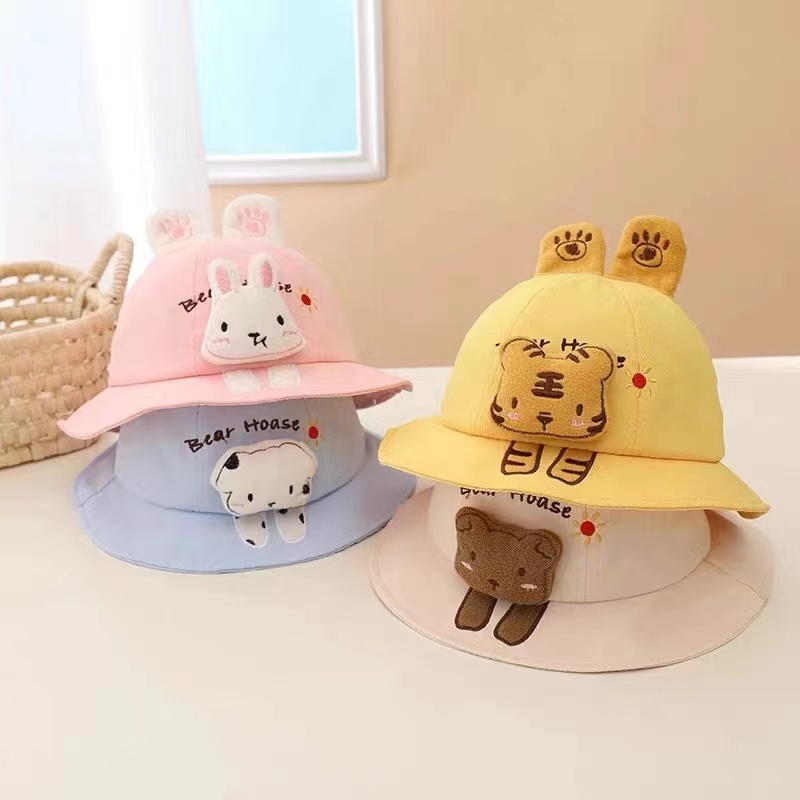 Korean version of spring and summer lovely cartoon children sunshade hat Boy and girl baby sun hat little tiger fisherman hat basin hat thumbnail
