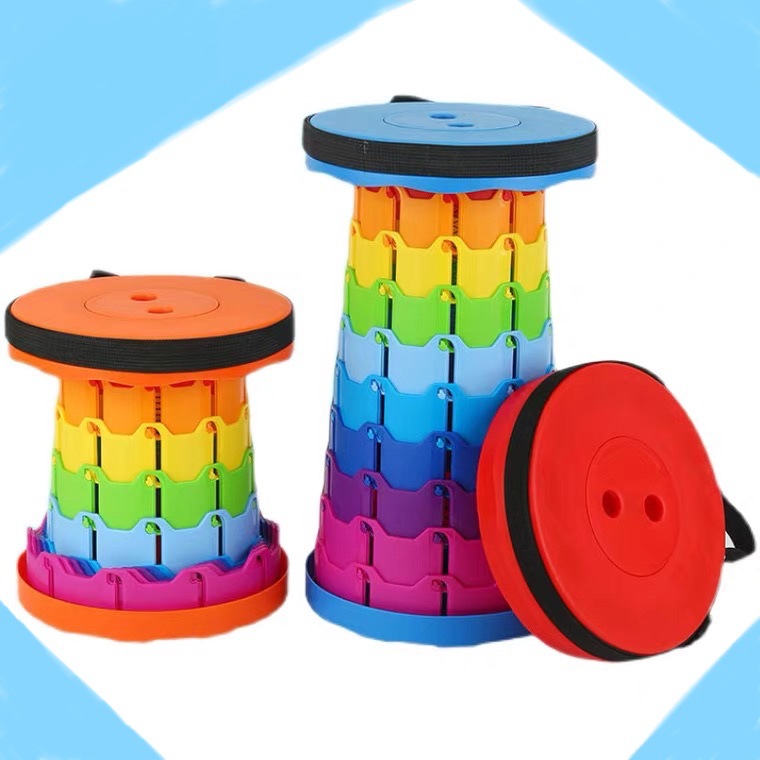 Outdoor folding stool Retractable stool Rainbow folding stool Portable stool Subway line stool casual fishing stool undefined