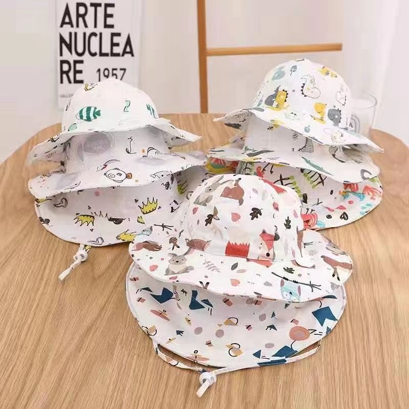 Men and women baby fisherman hat spring and autumn thin baby hat summer sunscreen visor printed baby sun hat thumbnail