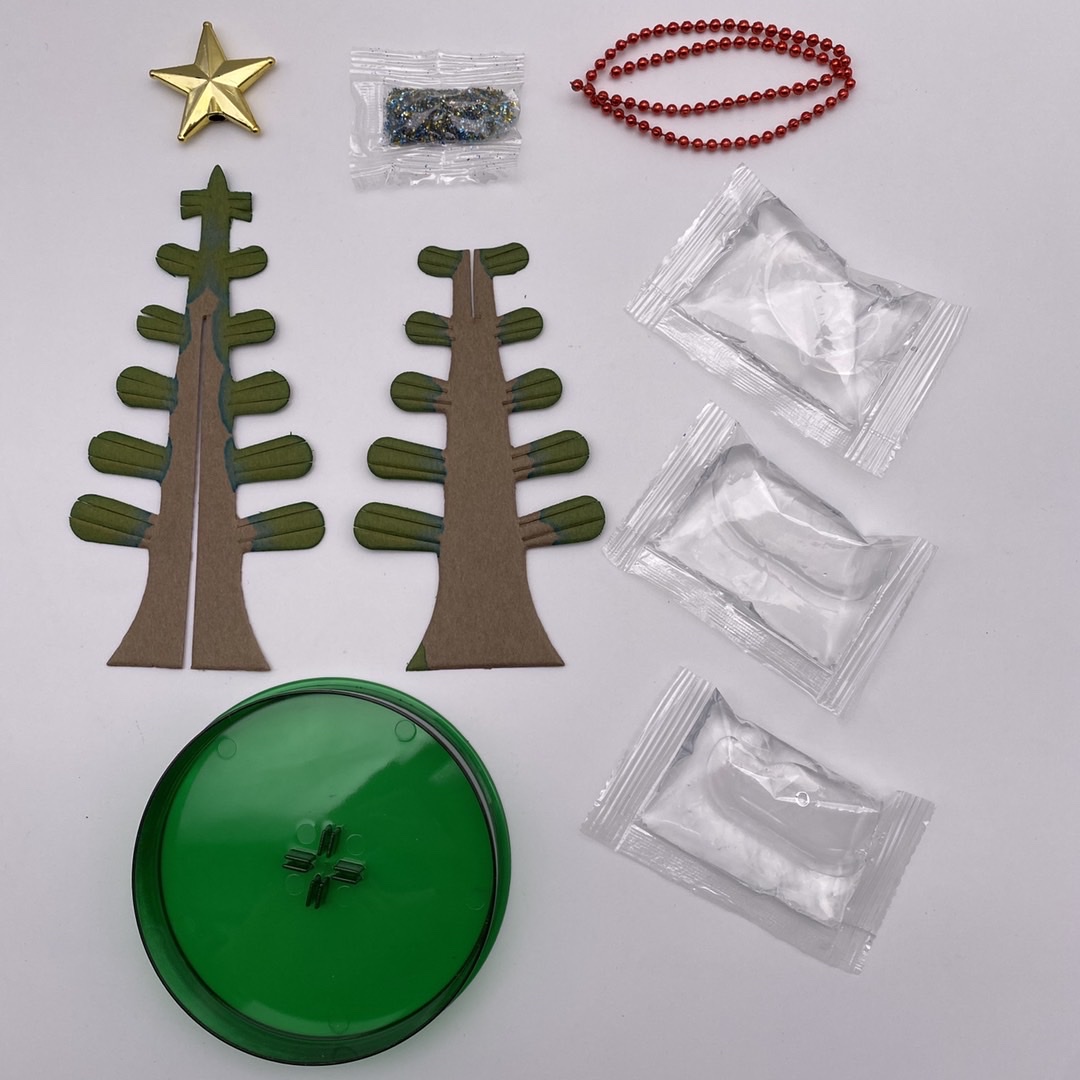 DIY science and education toys, fun exploration and observation of science experiments, magic Christmas tree, paper tree flowering decorative ornaments Specification drawing