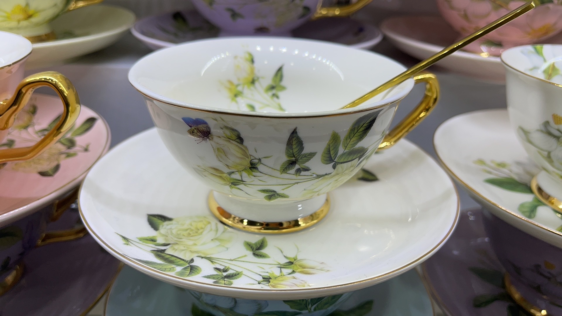 Ceramic Coffee Cup And Saucer Afternoon Tea Hot Drinks At Home And Office Can Reach Shore 017