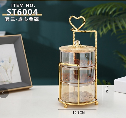 Nut Glass Jar Set Glass Furniture Decoration Snack Tray Reached Shore 009 details Picture