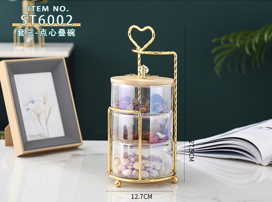 Nut Glass Jar Set Glass Furniture Decoration Snack Tray Reached Shore 009 Specification drawing