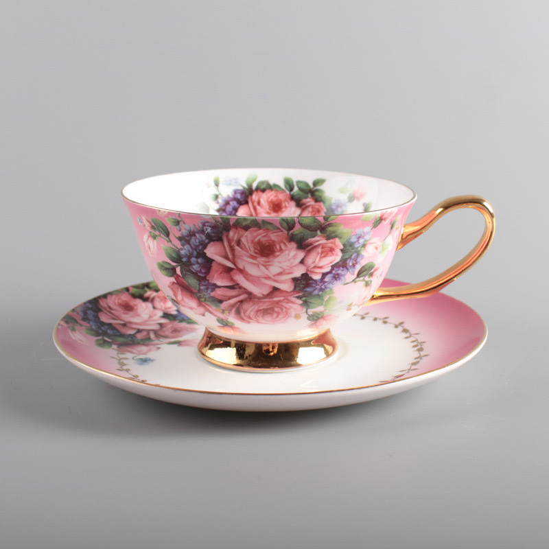 Bone China Afternoon Tea Cup Saucer Coffee Hot Drink Home Office Reach Shore 012 details Picture