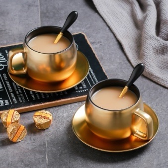 Ceramic Cup And Saucer Set Plated Devil's Eye Totem Mug Coffee Mug