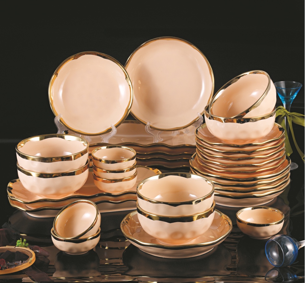 Flesh-Colored Tableware Set Ceramic Dinner Set Home Banquet Can Reach Shore 013