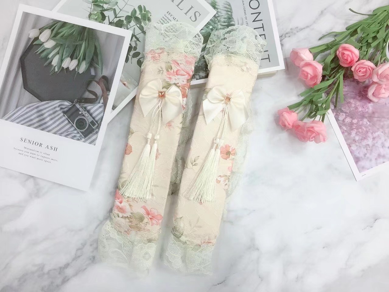 Lace Cloth Dust-Proof Anti-Fouling Anti-Static Anti-Collision Refrigerator Door Cover Car Seat Belt Shoulder Cover Item Picture
