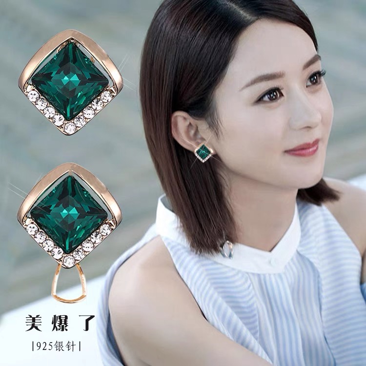 韩国水晶耳环时尚气质纯银耳坠女夸张2022年新款潮高级感大气耳钉 thumbnail