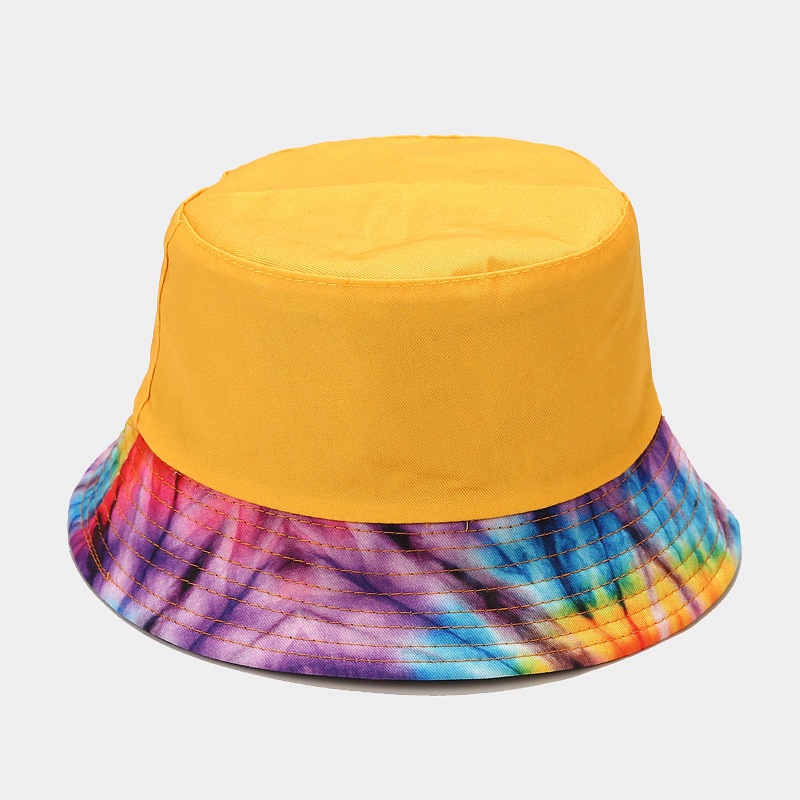 European and American new tie-dyed fisherman hat female summer trend double-sided folding basin hat outdoor sunscreen hat thumbnail