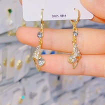 Spring 2022 new all-clad zircon lily earrings light luxury niche design earrings female ear buckle show temperament female