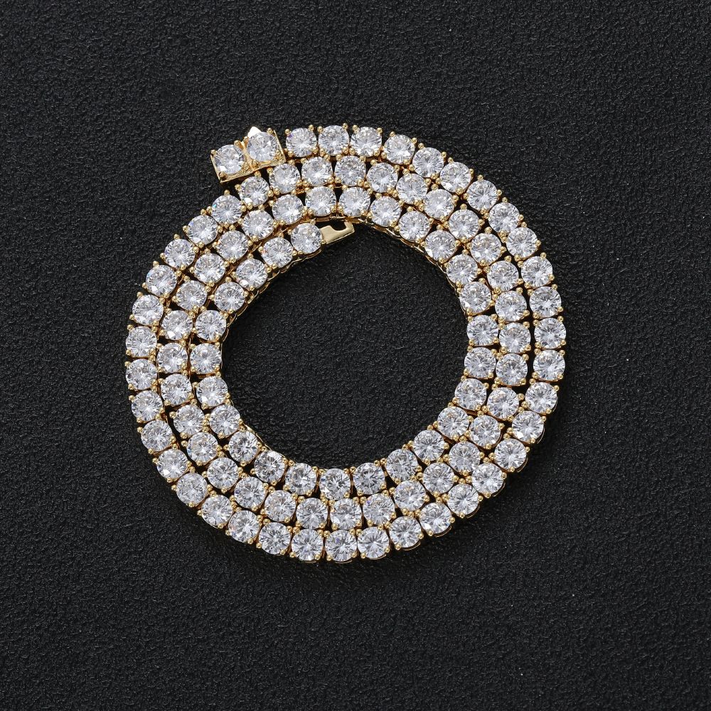 Spring buckle copper Tennis Chain 3mm 4mm 5mm copper micro-inset zircon single row chain hip hop necklace