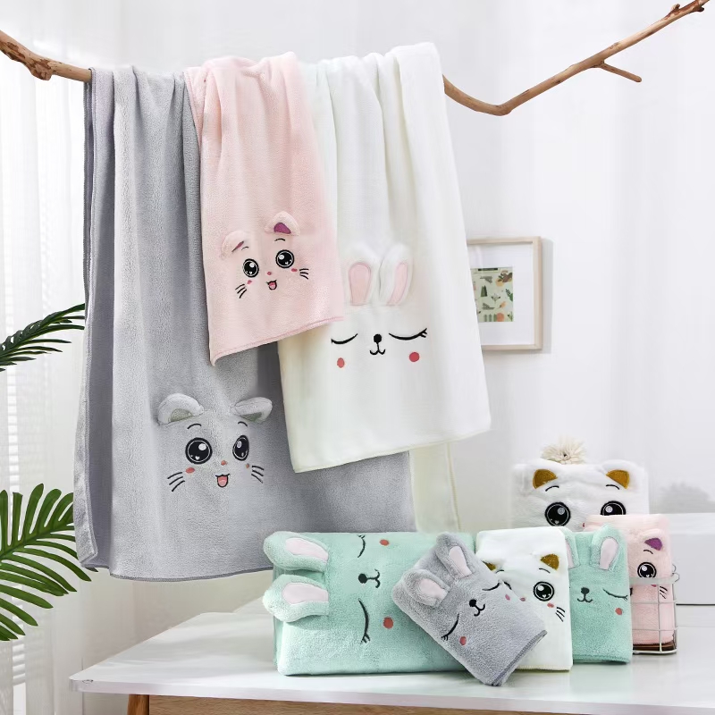 Yiwu Good Goods Floating Yang Towel Coral Velvet Absorbent Cartoon Towel details Picture