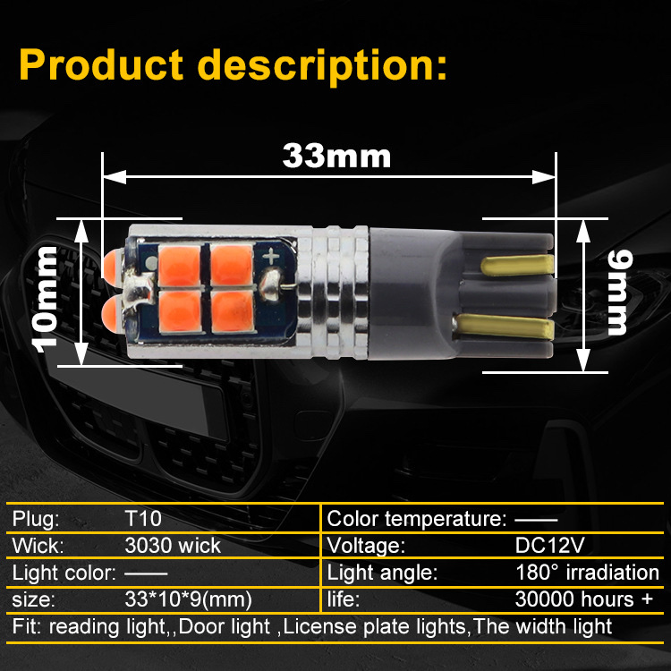 Factory Direct Sales Ba9s 3030 6Smd Wide Light License Light Reading Light Led Decoding 12-24V Item Picture