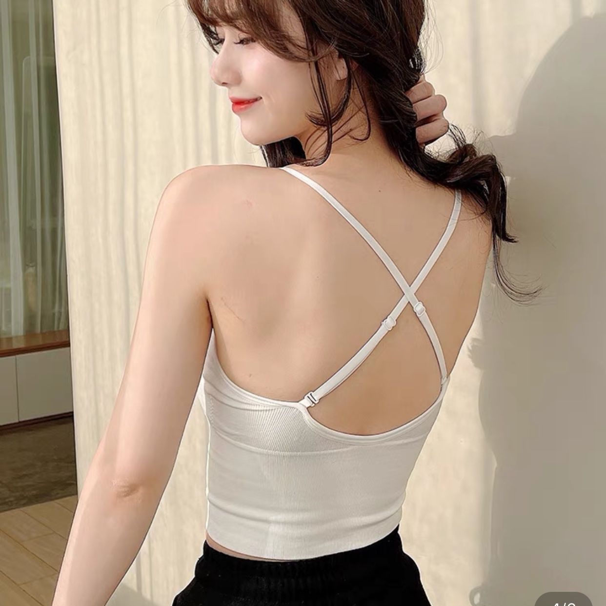 The same U-shaped beautiful top with a halter top and no underwire as the Internet celebrity Kaka, wrapped around a bra, gathered as a base layer sports bra for women pic 5