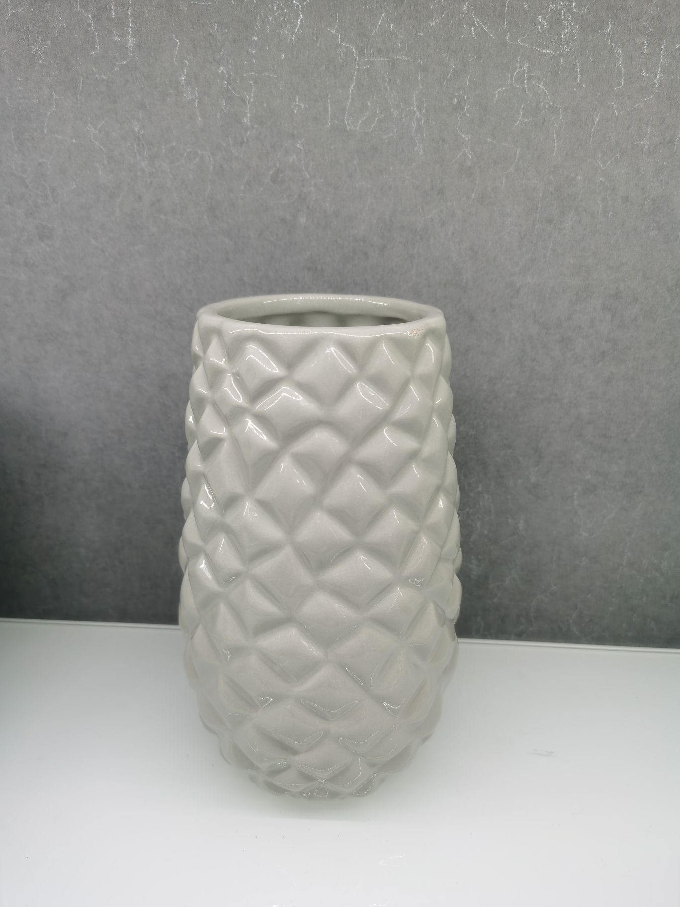 白色菱格纹素胚琉璃陶瓷玻璃透明亚克力花瓶