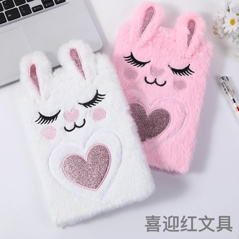 Creative Cartoon Plush Notebook Student Diary Bunny Love Notepad