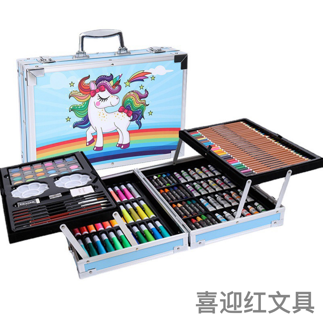 Source Factory 145 Set Of Aluminum Alloy Painting Set Watercolor Pen Gift Training Art Class Essential Stationery Wholesale details Picture