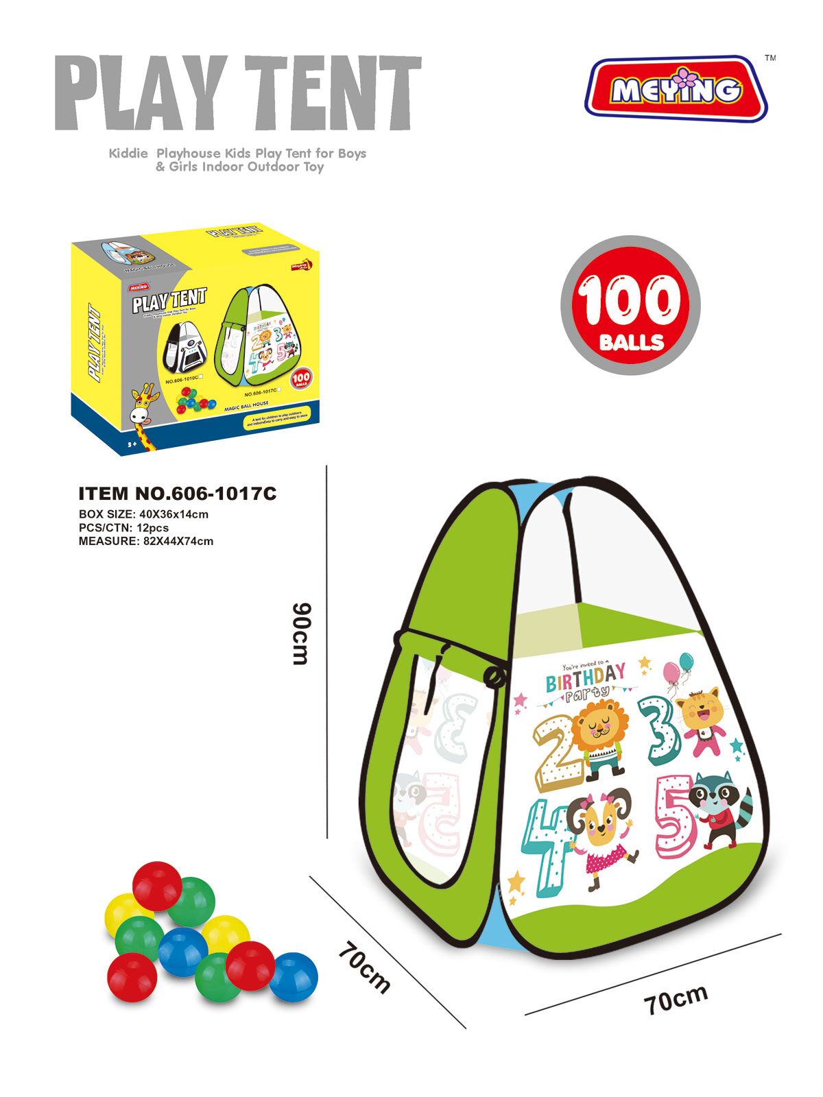 Children's tent with 100 ocean balls