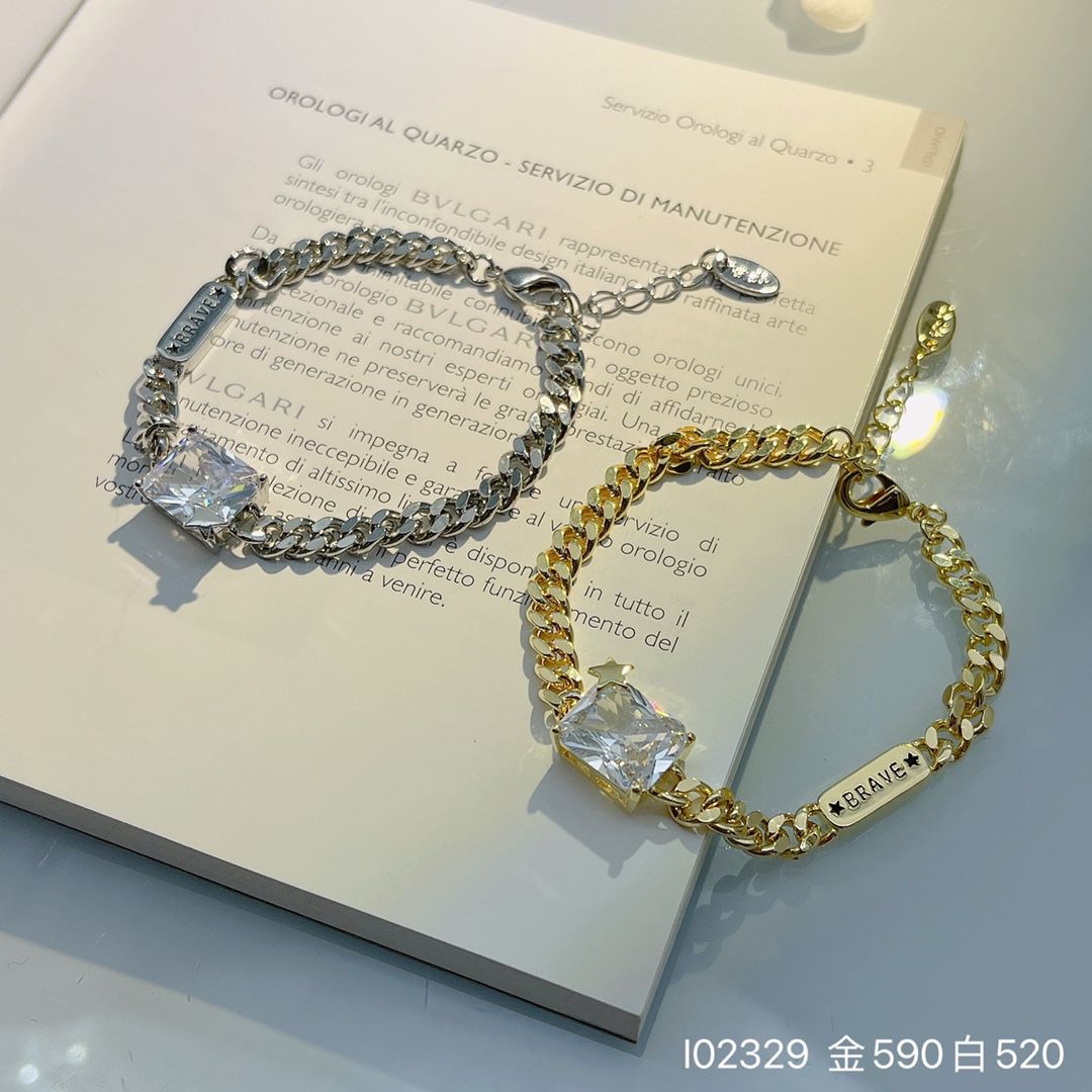 Obi Yabi leisure style square zirconium bracelet gold ~ silver two colors thumbnail