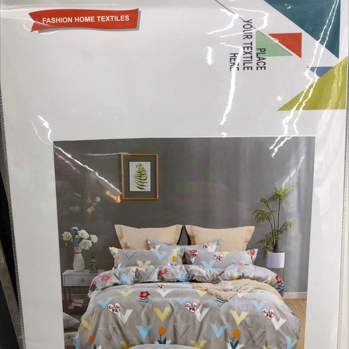 Ab Version Mixed Color Simple Pattern Active Printing Polyester Three-Piece Set