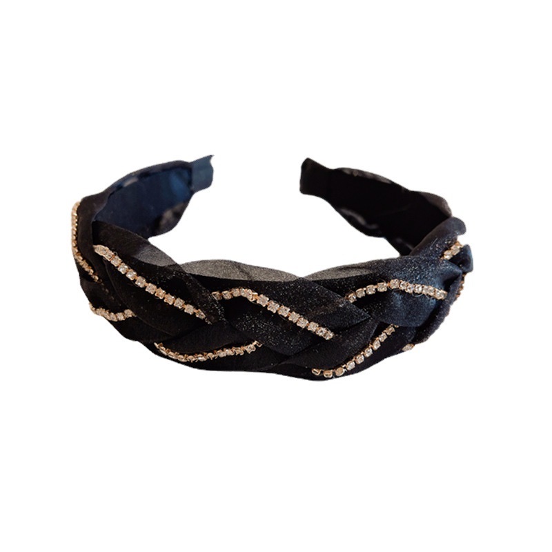 Korean Temperament Organza Hydraulic Drill Hair Band Twist Braid High Wide Edge Head Band Female Specification drawing