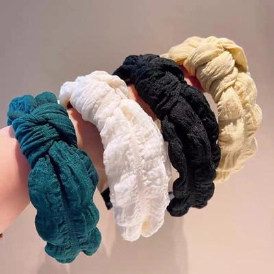 Bow Headband Solid Color Foam Wide Edge Headband To Increase Cranial Top Girls Travel Simple Fashion Cloth Hair Accessories