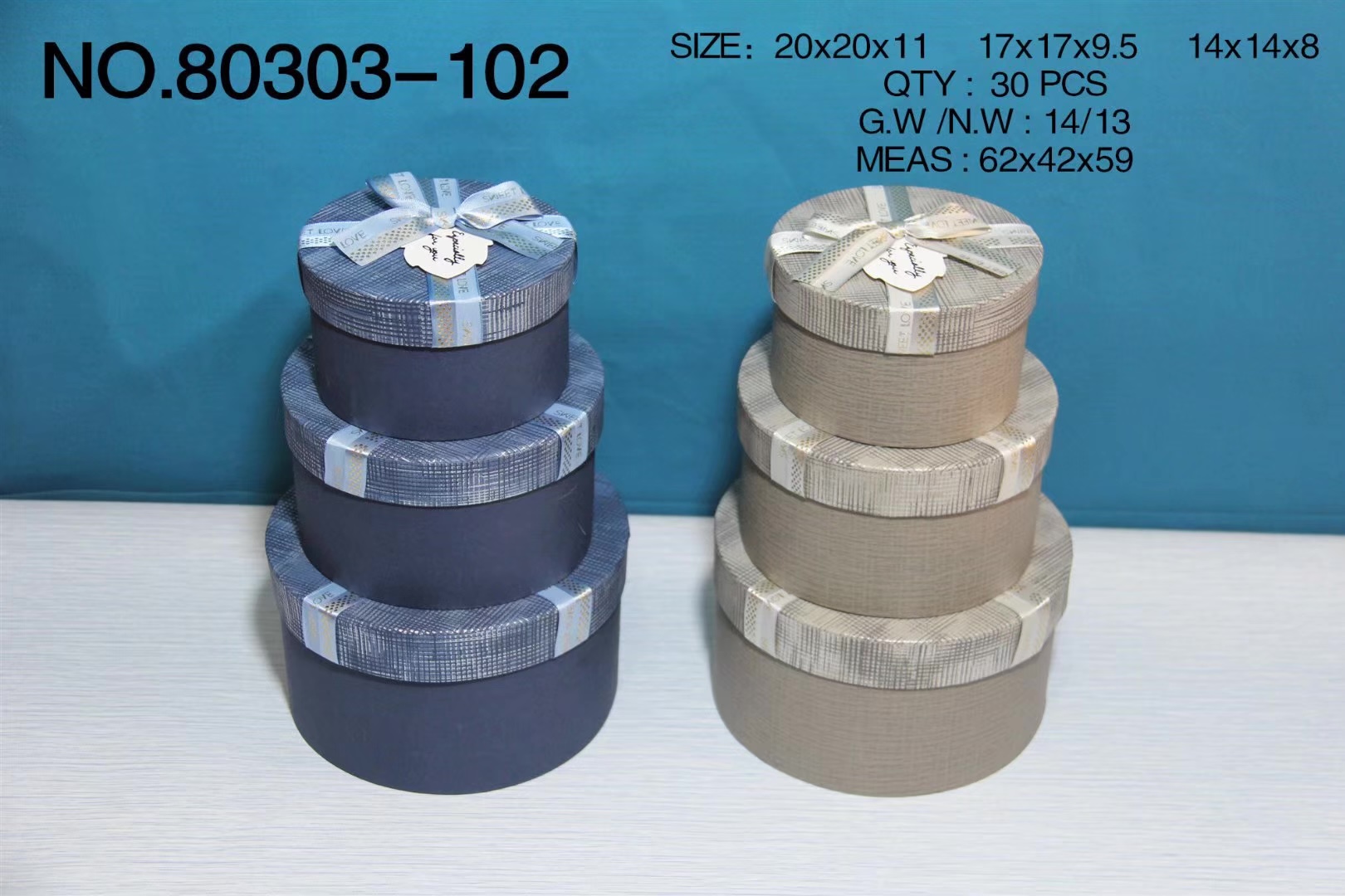 Three-Piece Barrel Bow Gift Box Candy Box Specification drawing