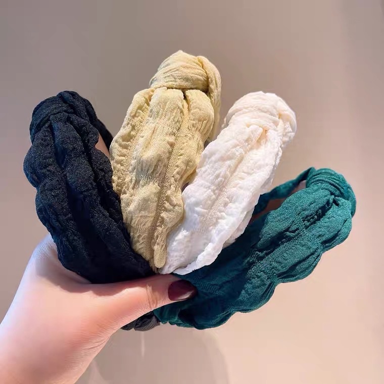 Bow Headband Solid Color Foam Wide Edge Headband To Increase Cranial Top Girls Travel Simple Fashion Cloth Hair Accessories details Picture