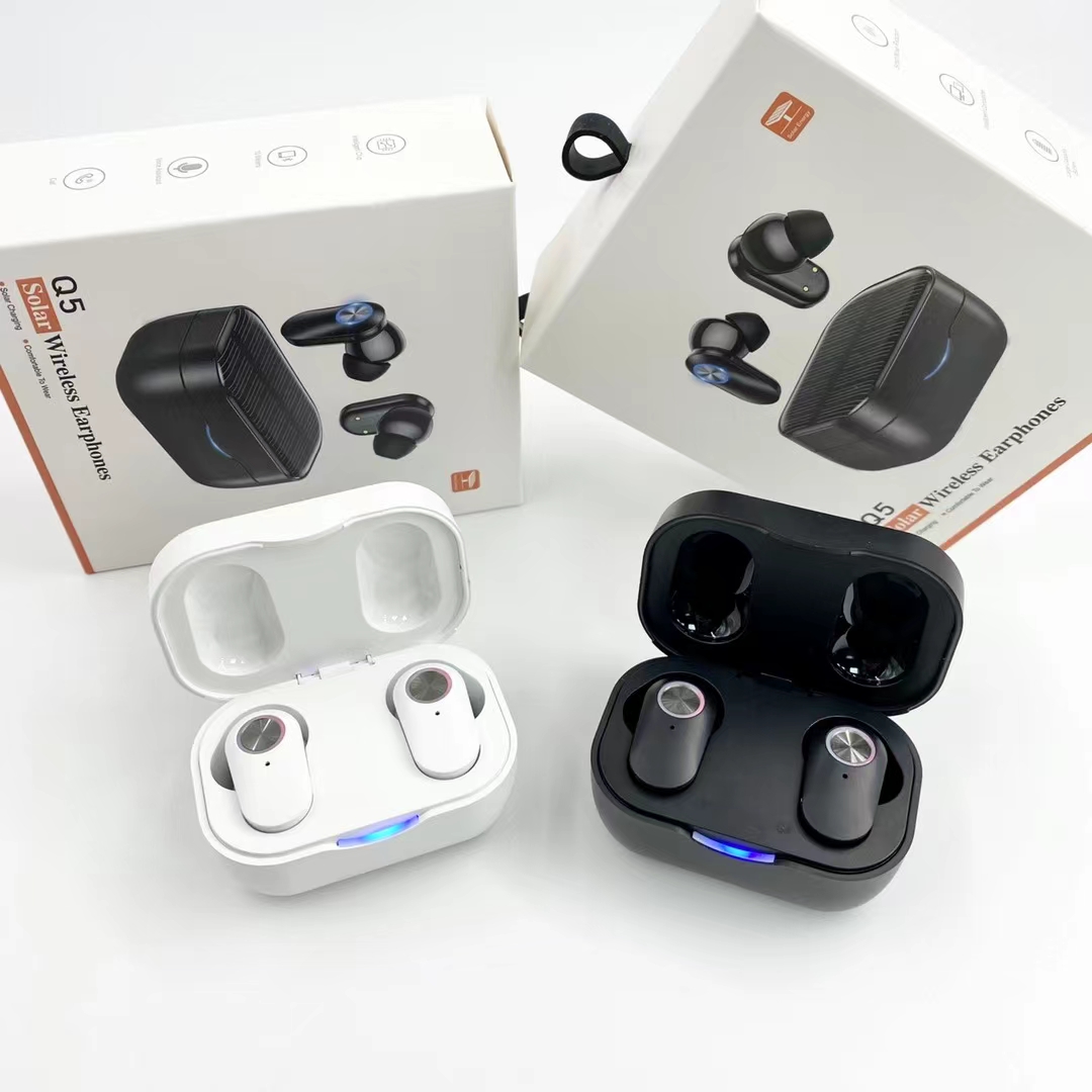 Wireless Bluetooth earphone Q5 Solar earphone Noise cancelling earphone