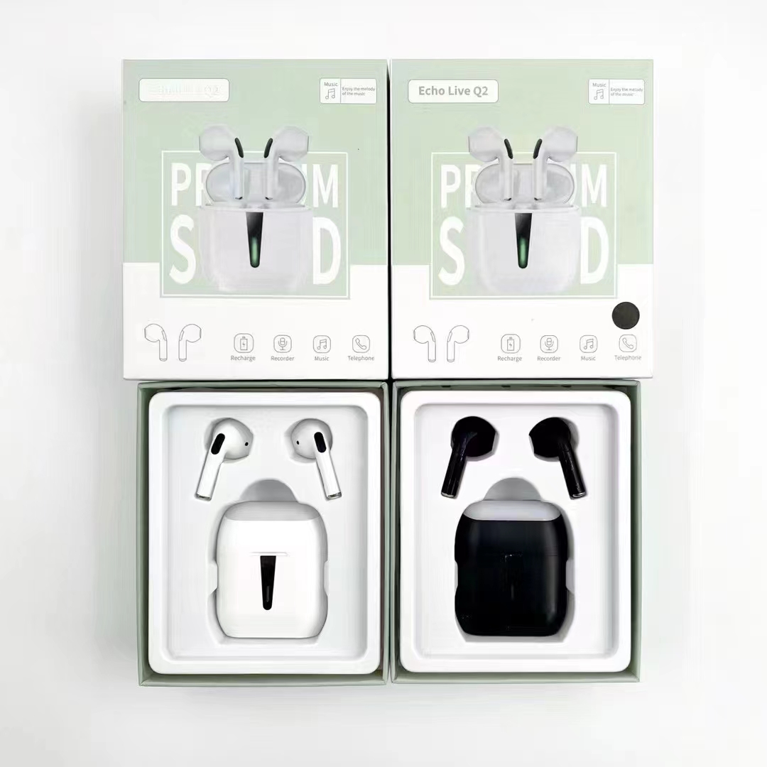 Wireless Bluetooth headset Q2 Bluetooth headset with LED Light Headset Noise reduction headset Low latency