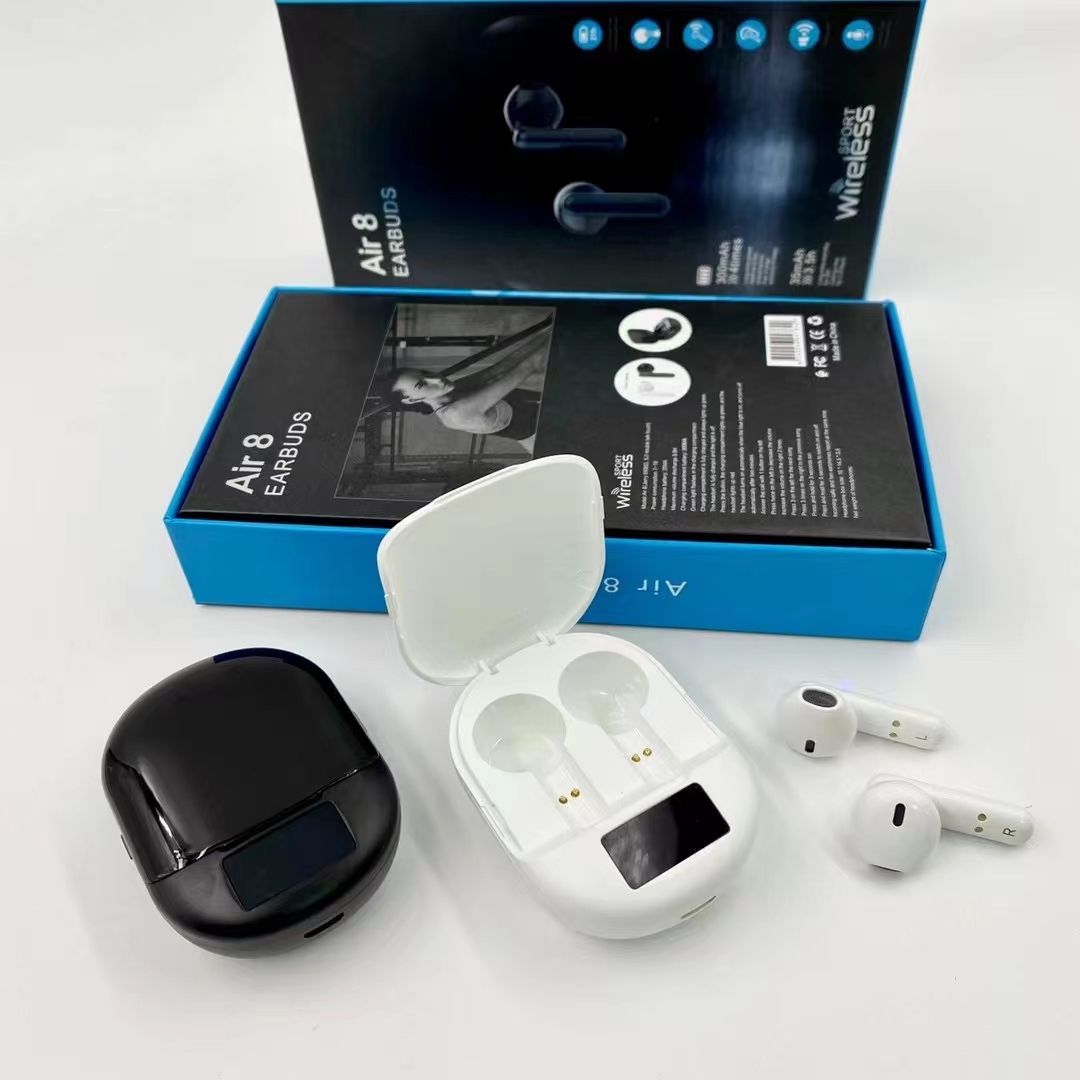 Wireless Bluetooth Headset Air8 Bluetooth headset with digital display power display headset