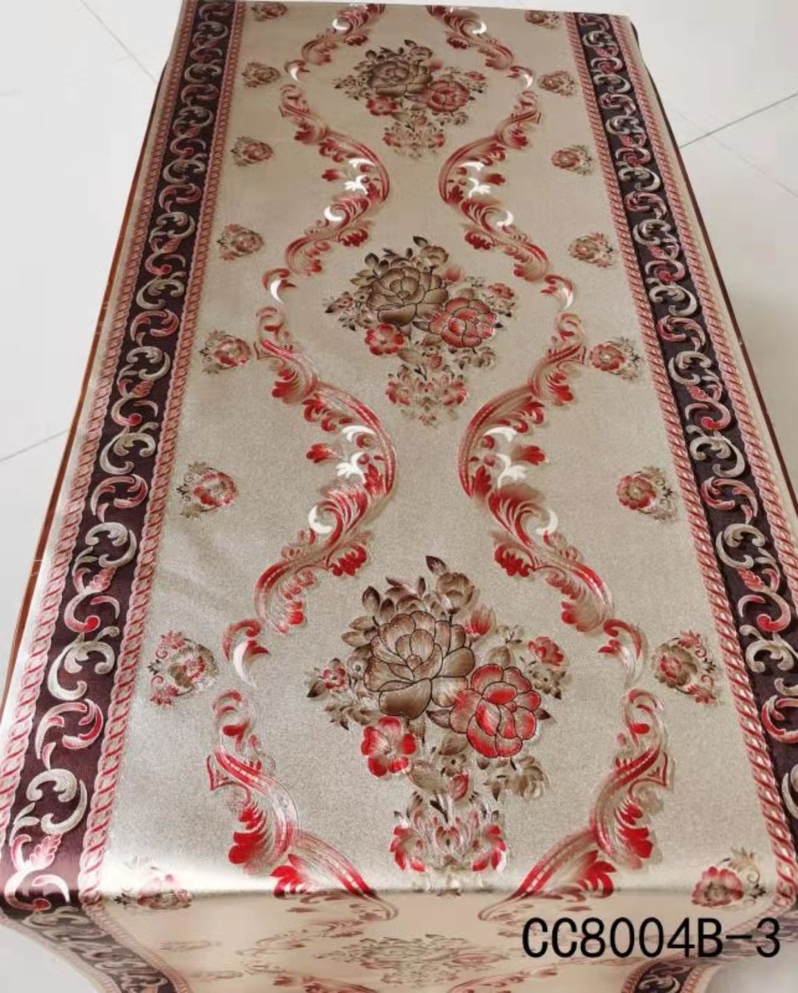 PVC pair of flower gold and silver atmosphere exquisite pattern yarn cloth 50cm tea table mat table flag TV cabinet non-slip decoration tablecloth dirt resistant non-washing practical easy to care full figure