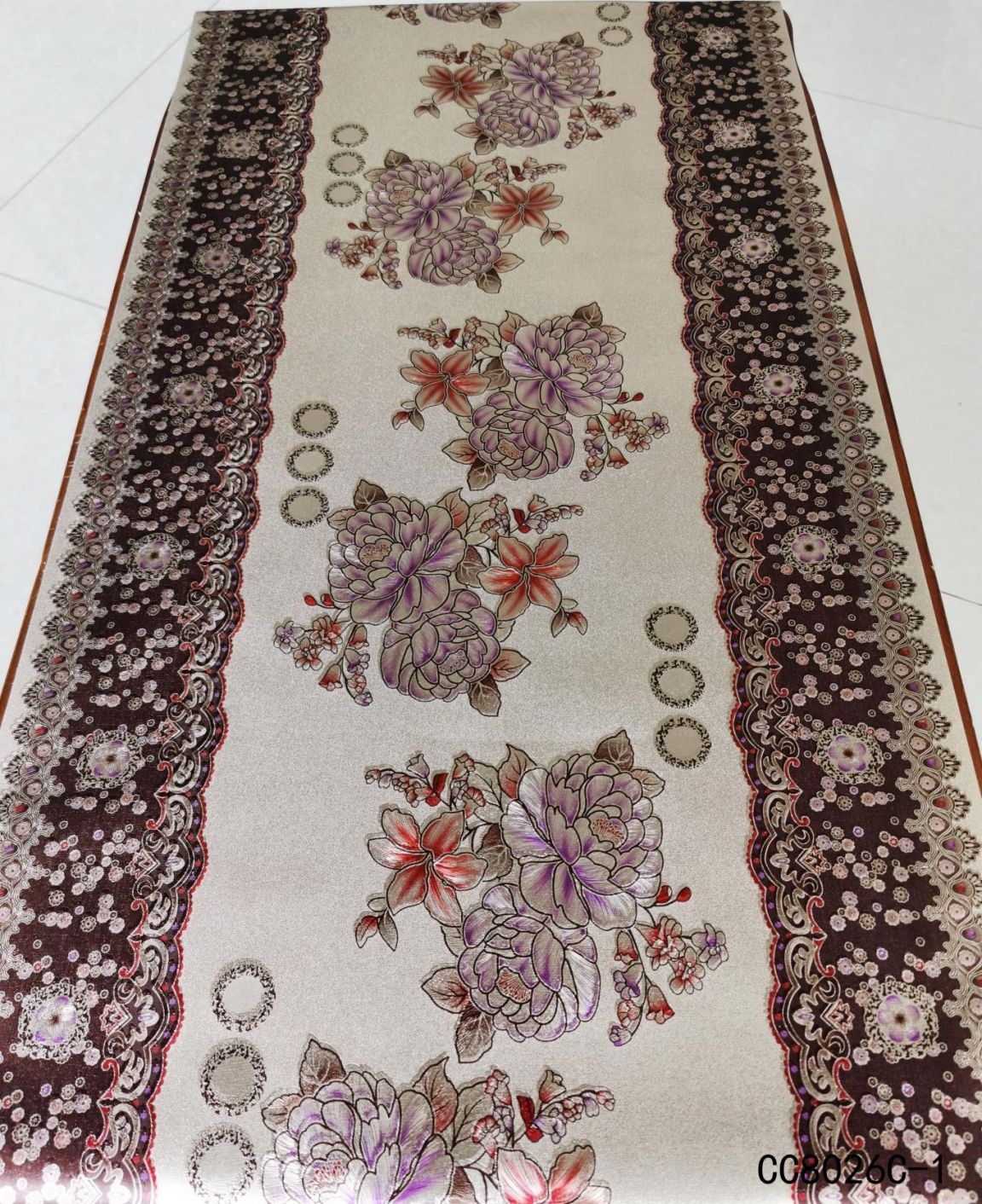 PVC pair of flower gold and silver atmosphere exquisite pattern yarn cloth 50cm tea table mat table flag TV cabinet non-slip decoration tablecloth dirt resistant non-washing practical easy to care Item Picture