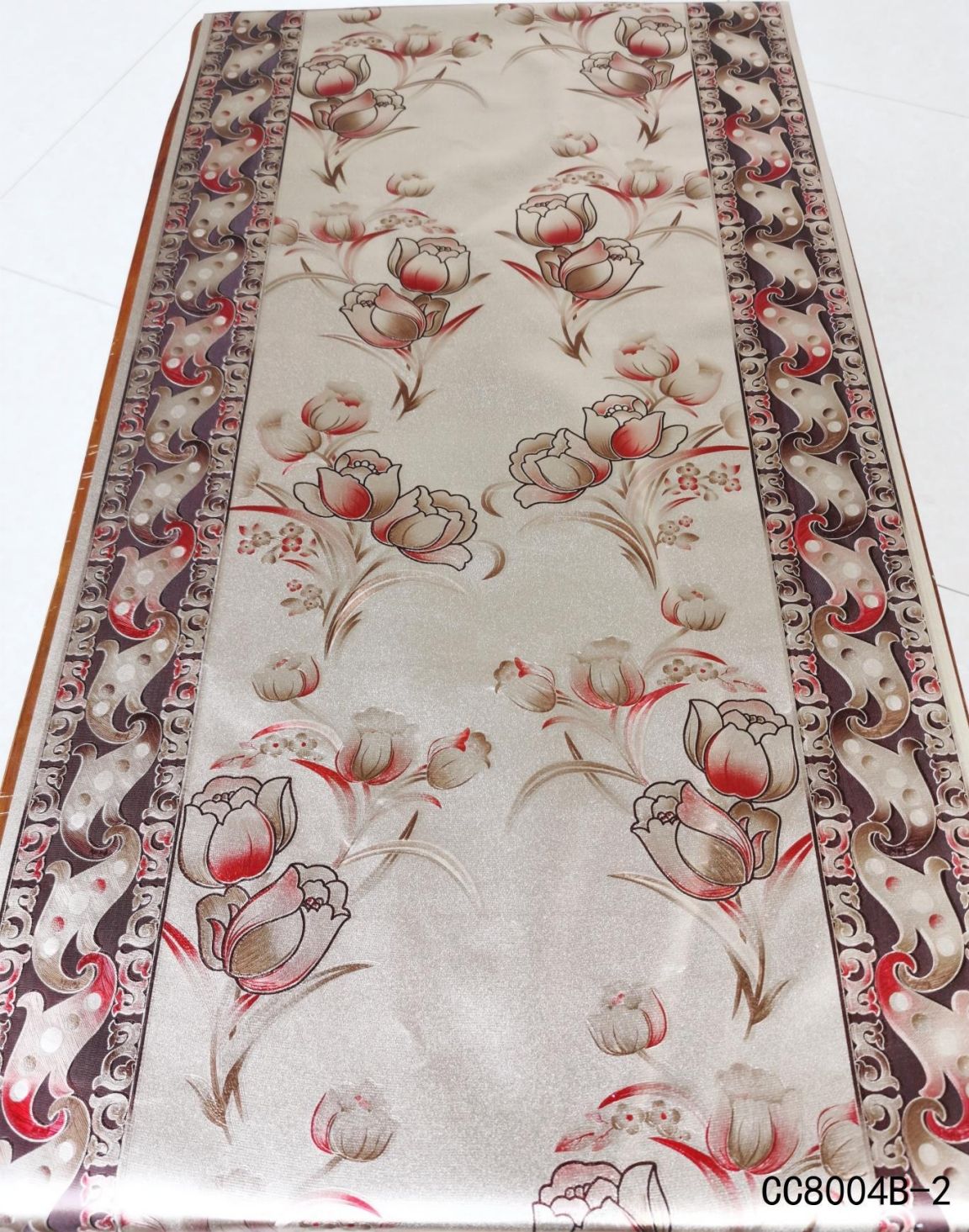 PVC pair of flower gold and silver atmosphere exquisite pattern yarn cloth 50cm tea table mat table flag TV cabinet non-slip decoration tablecloth dirt resistant non-washing practical easy to care details Picture