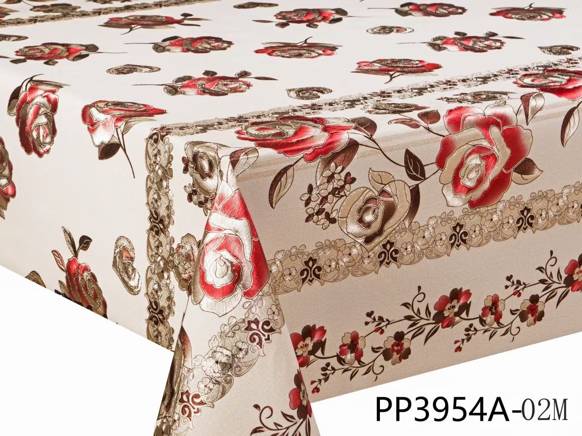 PVC hd embossed yarn cloth gold and silver European atmosphere style PP style home hotel waterproof no-wash easy to take care of table cloth tablecloth Specification drawing
