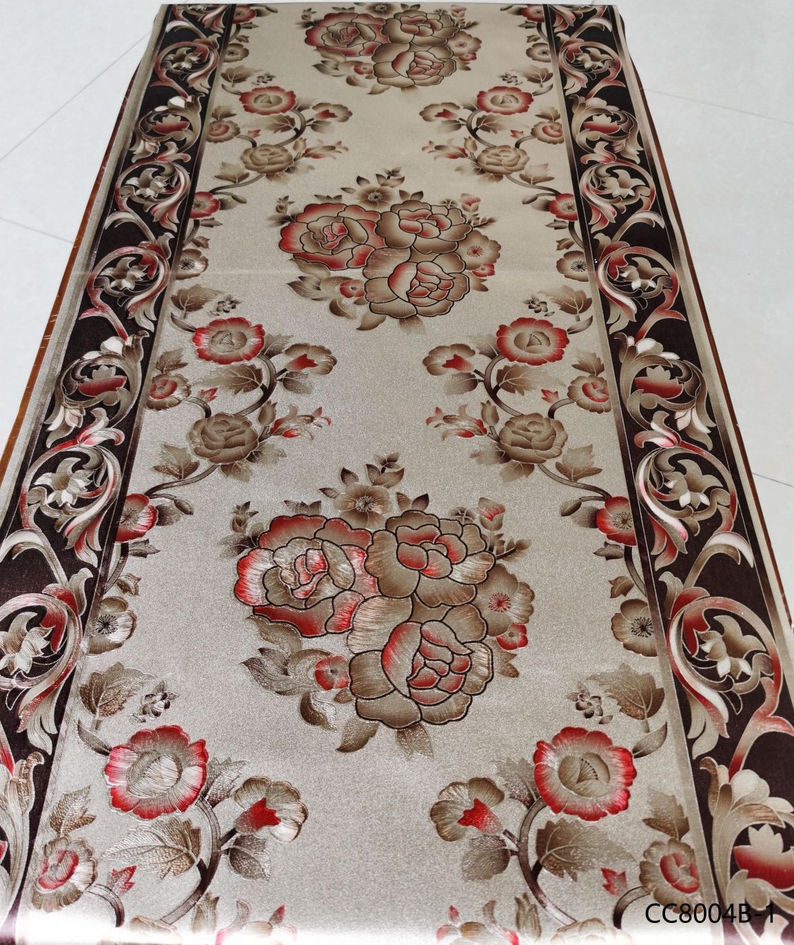 PVC pair of flower gold and silver atmosphere exquisite pattern yarn cloth 50cm tea table mat table flag TV cabinet non-slip decoration tablecloth dirt resistant non-washing practical easy to care Specification drawing