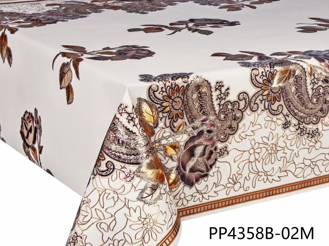 PVC hd embossed yarn cloth gold and silver European atmosphere style PP style home hotel waterproof no-wash easy to take care of table cloth tablecloth full figure