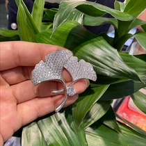 High-grade Gingko leaf brooch Microinset Zircon leaf corsage suit jacket pin