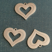 Titanium steel single hole hollow heart heart all polished small pendant diy handmade stainless steel accessories