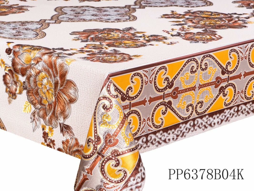 PVC hd embossed yarn cloth gold and silver European atmosphere style PP style home hotel waterproof no-wash easy to take care of table cloth tablecloth Item Picture